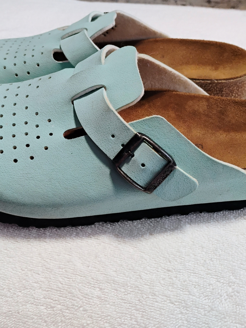Birkenstock Burki's Blue Suede Leather Clog Sandals Comfort Shoes Ladies 9 - Picture 16 of 16